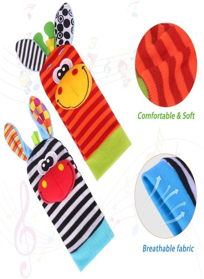Style Keepers 4 Baby Wrist Rattle & Foot Finder Socks Set (4 PCS) for Newborn Infants | High Contrast Black White Red Sensory Development Toys | Soft Cotton Plush Wrist & Ankle Rattles for Babies 0-12 Months - Image 4